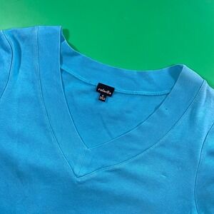 Rafaella Blue V-Neck Short Sleeve Tee